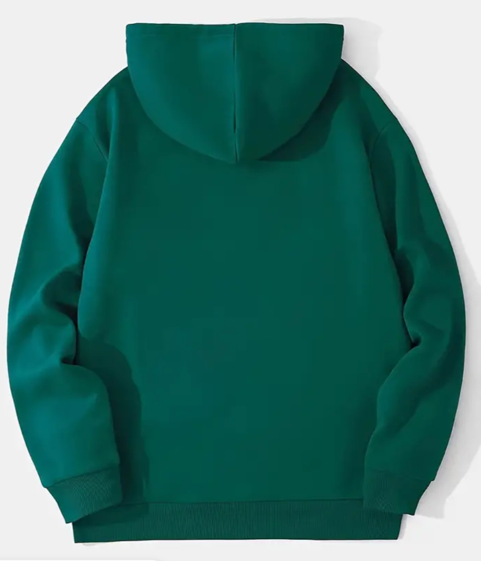 White Puzzled Green Hoodie Kangaroo Pocket Style