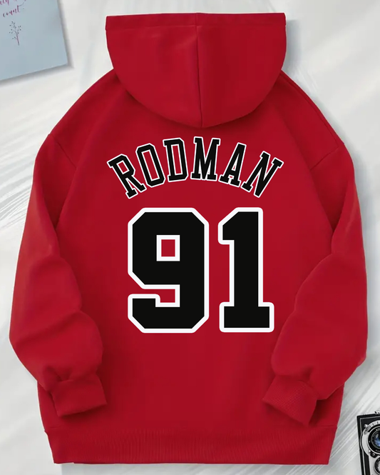 Rodman Red Hoodie Kangaroo Pocket Style